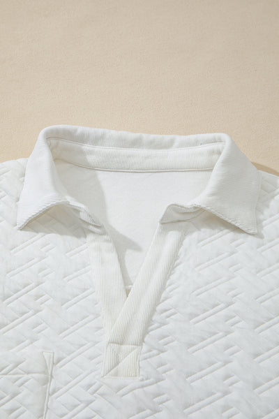 Cozy Women's White Textured Sweatshirt - Stylish Casual Fit for Everyday Comfort and Versatile Outfits