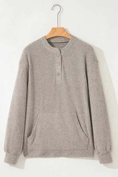 Women's Stylish Women's Long Sleeve Henley Knit Top in Soft Cotton - Casual Everyday Shirt for Effortless Chic Comfort