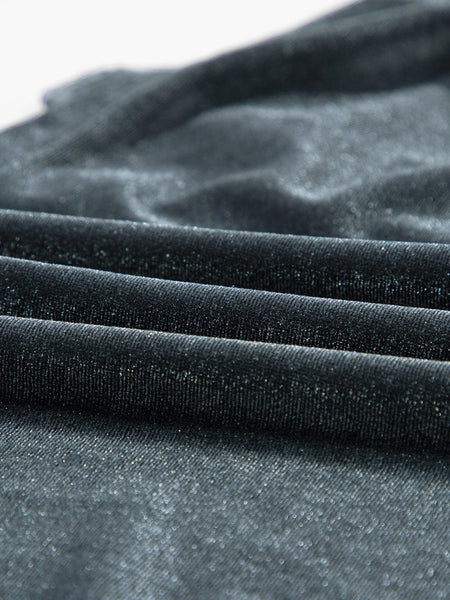 Velvety Dark Grey Babydoll Tunic with 3/4 Sleeves