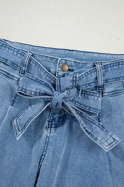 Trendy High-Waisted Blue Wide Leg Jeans for Women - Comfortable Denim Trousers Perfect for Casual Chic Looks