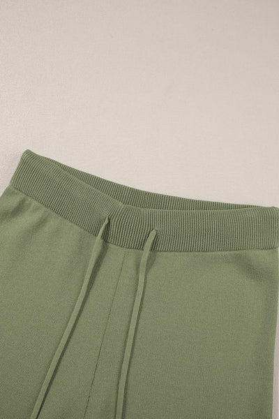 Women's Guacamole Green Knit Wide-Leg Two-Piece Lounge Set