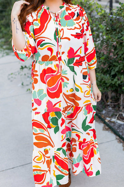 Elegant Plus Size Floral Maxi Dress for Women - Vibrant Summer Style, Comfortable Fit for Casual Events and Gatherings