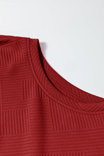Women's Red Dahlia Ultra Loose Slouchy Lounge Set - Cozy 2-Piece Textured Outfit for Effortless Casual Style