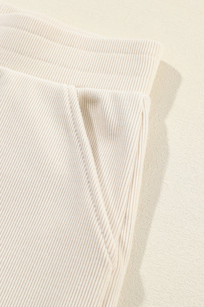 Women's Beige Ribbed Knit Two-Piece Polo Set and Wide-Leg Pants with practical styling and dependable silhouette control.