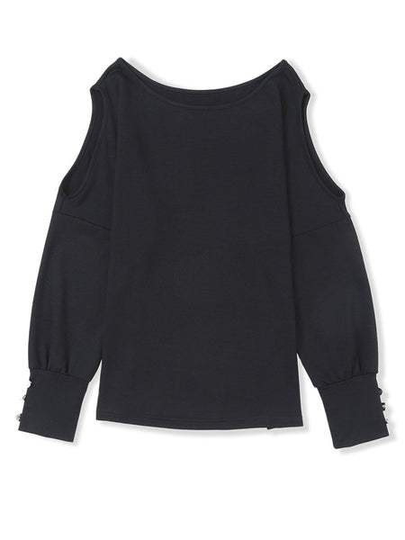 Chic Black Cold Shoulder Buttoned Top