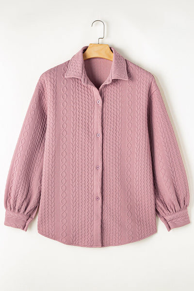 Women's Sepia Rose Cable Knit Button-Down Shacket