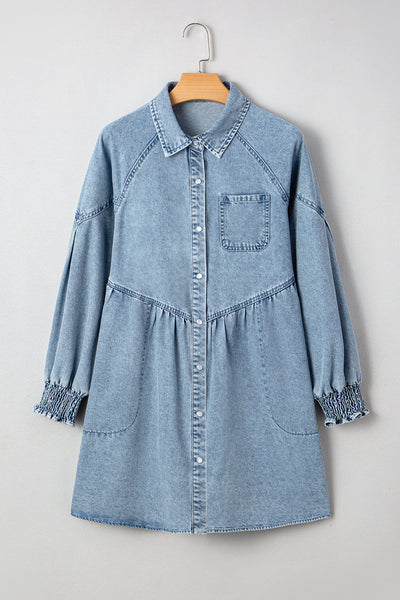 Stylish Women's Blue Denim Mini Dress with Button-Up Front, Casual Summer Essential for Everyday Wear and Outings