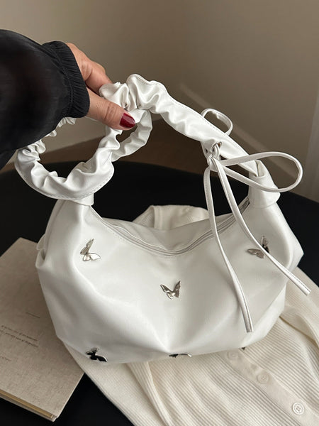 Butterfly Ruched Strap Shoulder Bag