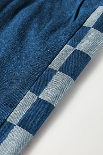 Women's Sail Blue Checkered Side Panel Denim Pants