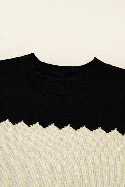 Cozy Women's Color Block Knit Sweater - Stylish Fall and Winter Essential for Effortless Warmth and Comfort