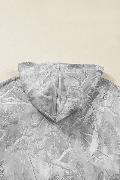 Women's Oversized Gray Branch Camouflage Hoodie Sweatshirt