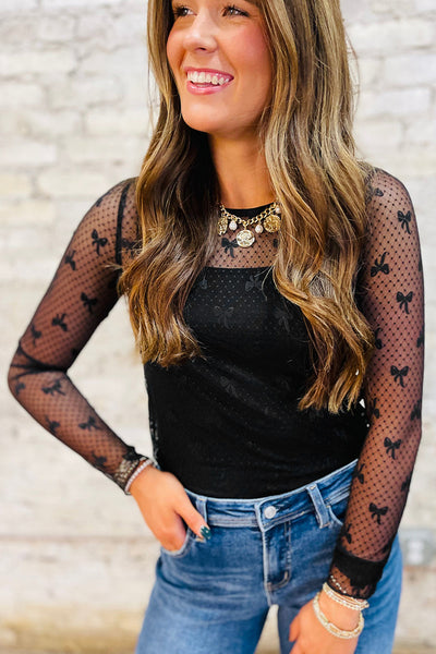 Stylish Black Mesh Long Sleeve Top for Women - Lightweight, Breathable Fabric Perfect for Layering and Everyday Wear