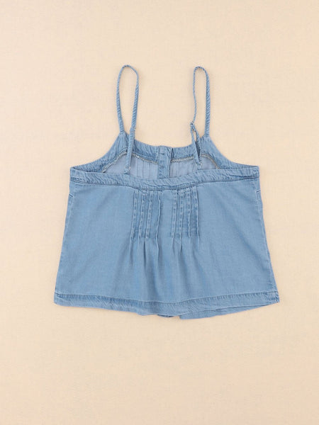 Chic Sky Blue Denim Tank with Button Details