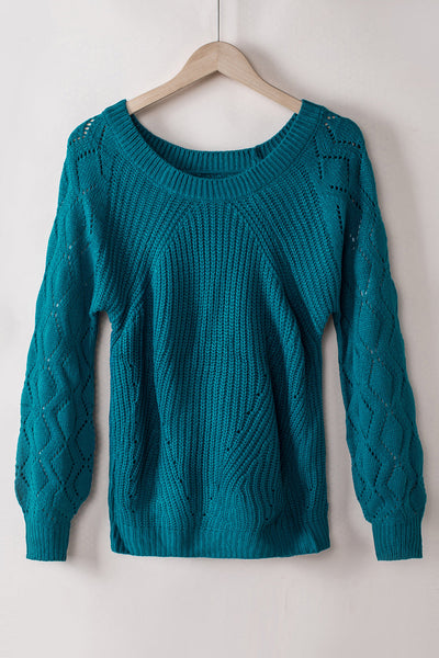 Chic Women's Blue Knit Sweater - Soft, Stylish, Relaxed Fit Perfect for Casual Outings and Everyday Comfort