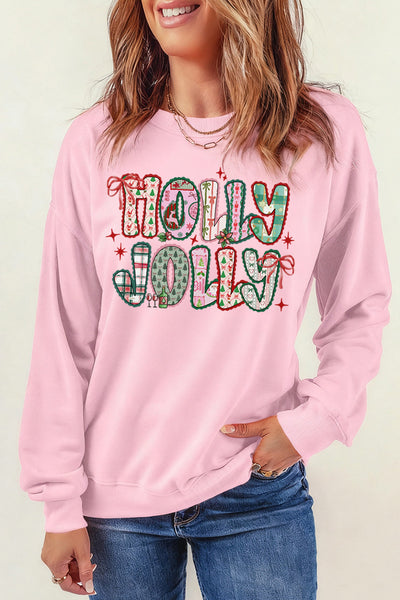 Women's Cozy Pink Holiday Sweatshirt with Cute Graphic Design - Perfect for Festive Celebrations and Winter Comfort