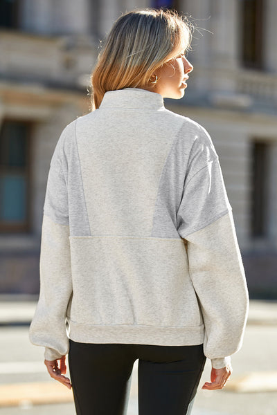Women's Soft Cotton Blend Half-Zip Panel Sweatshirt