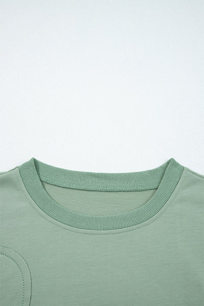 Women's Floral Patch Relaxed Sweatshirt in Smoke Green