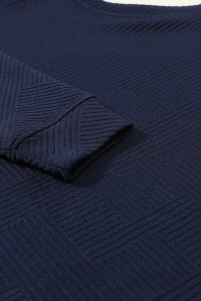 Women's Navy Blue Ultra Loose Textured 2-Piece Slouchy Set for Effortless Comfy Casual Wear