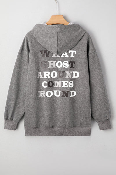 Women's Cozy Halloween Ghost Hoodie - Spooky Graphic Sweatshirt for Autumn Celebrations and Festive Parties