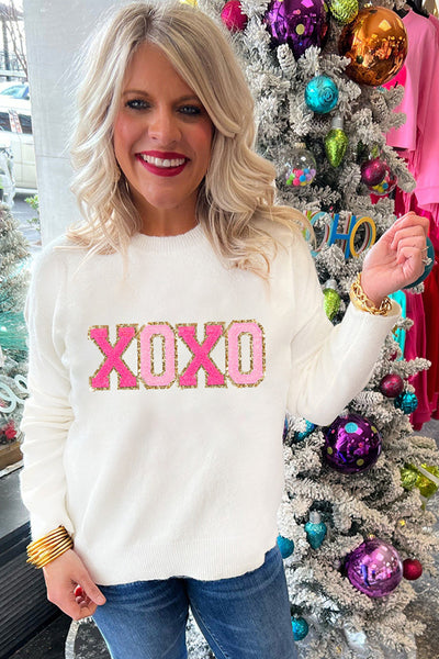 Women's Casual White Glitter Print Sweater with Round Neck - Stylish and Comfortable for Everyday Fashion