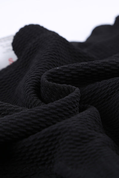 Scalloped One-Shoulder Black Bikini for Beach and Vacation