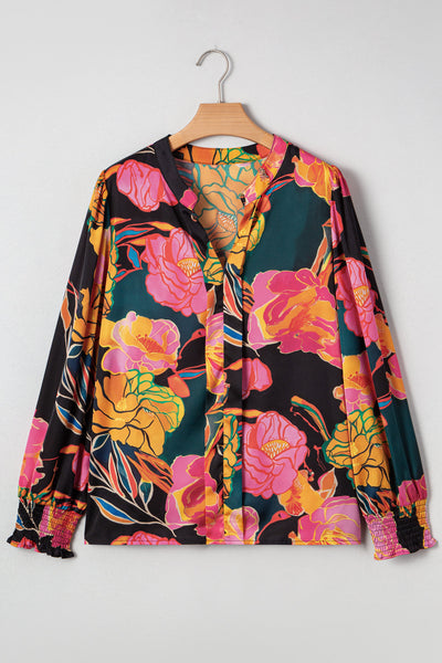 Women's Lightweight Floral Print Blouse - Casual Short Sleeve Top for Spring & Summer Style