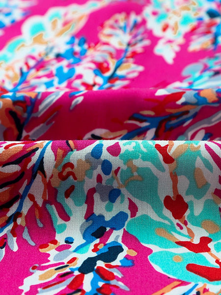 Vintage Print Puff Sleeve Maxi Dress