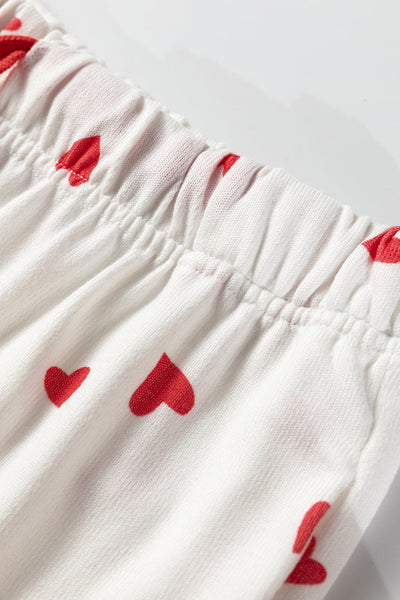 women's cozy women's fiery red heart print long sleeve top and drawstring pants set - perfect casual lounge outfit for relaxation with practical