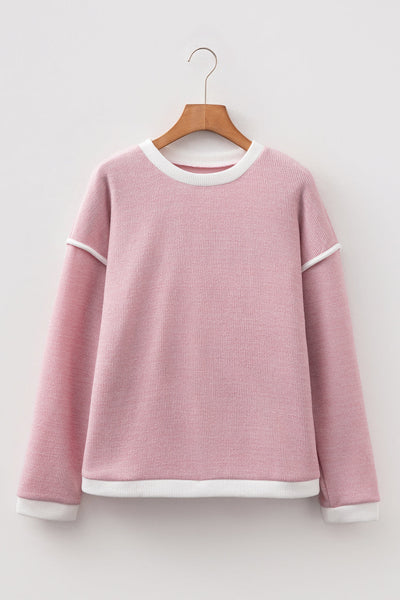 Cozy Light Pink Fitted Knit Sweater for Women - Stylish Top Ideal for Casual Outings and Everyday Comfort