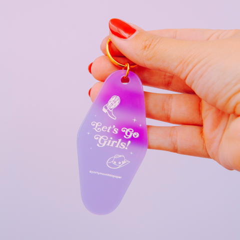 Let's Go Girls Motel Tag Keychain