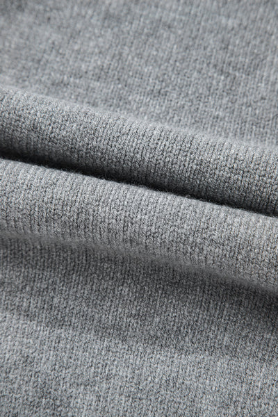 Cozy Women's Medium Grey Hooded Cardigan Sweater with Button-Up Closure and Drop Shoulders for Effortless Style
