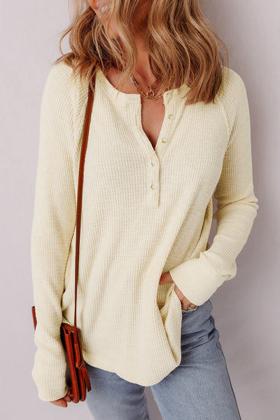 Soft Beige Textured Knit Long Sleeve Top for Women Cozy Casual Layering Essential for Every Season