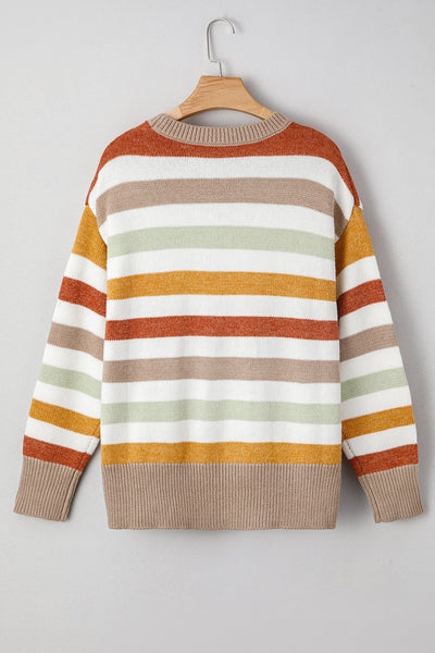 Women's Striped Crewneck Plus Size Oversized Knit Sweater