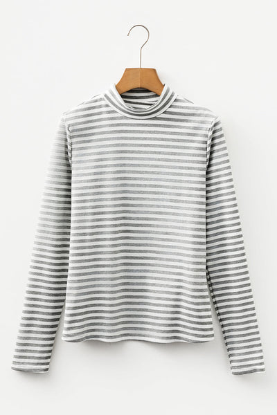 Casual Women's Striped Long Sleeve Top in Soft Cotton - Comfortable Fit for Effortless Everyday Style