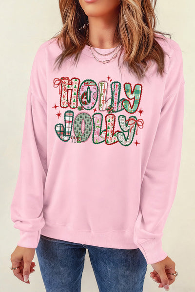 Women's Cozy Pink Holiday Sweatshirt with Cute Graphic Design - Perfect for Festive Celebrations and Winter Comfort