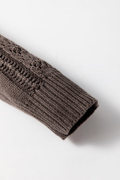 Chic Women's Dark Khaki Open Knit Cardigan Sweater - Cozy Drop Shoulder Design for Effortless Layering