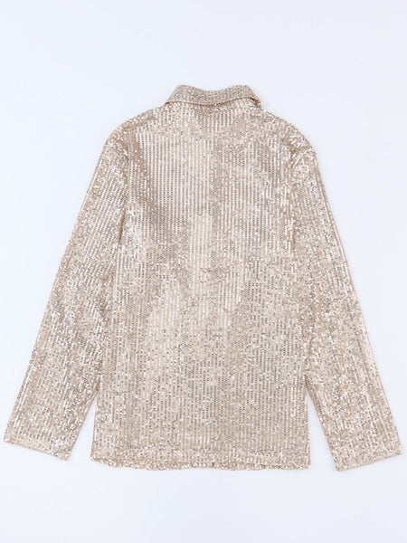 Sequin Embellished V-Neck Short Sleeve Fashion Blouse