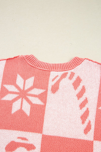 Festive Women's Cozy Red Christmas Sweater - Relaxed Fit Holiday Knitwear with Fun Seasonal Designs