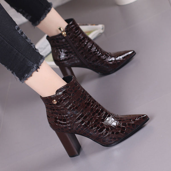 Patent Leather Boot Block Heel