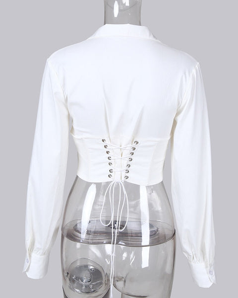 Crop Top Corset Dress Shirt