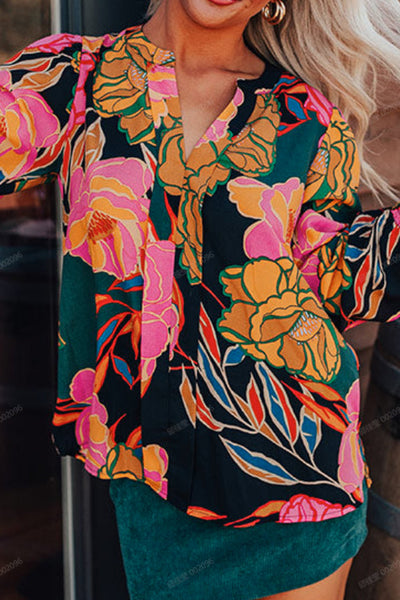 Women's Lightweight Floral Print Blouse - Casual Short Sleeve Top for Spring & Summer Style