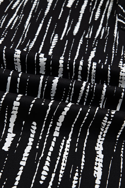 Chic Women's Black Abstract Print V-Neck Blouse - Comfortable Fall Top for Layering & Everyday Style