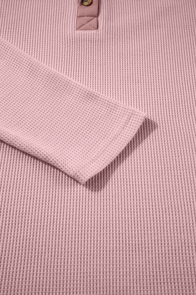 Soft Beige Women's Thermal Knit Long Sleeve Top - Cozy Casual Wear for Ultimate Comfort and Warmth