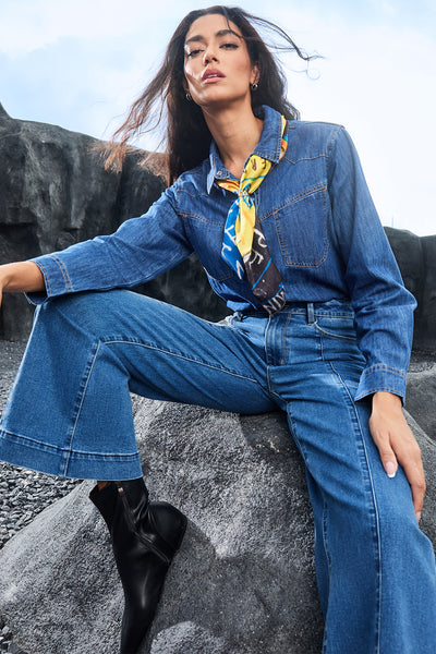 Chic High-Waisted Blue Jeans for Women - Slim Fit Denim for Effortless Everyday Style and Comfort