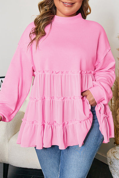 Plus Size Women's Soft Fabric Long Sleeve Casual Top - Comfy Everyday Wear with Flattering Fit and Versatile Style
