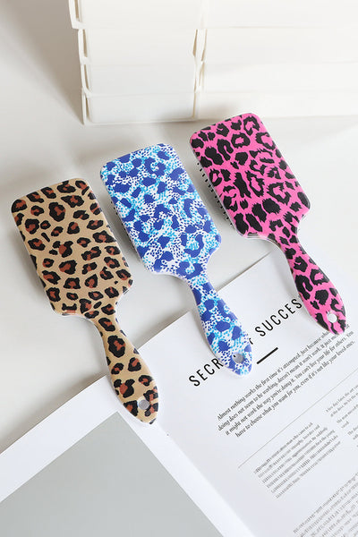 Women's Camel Leopard Print Air Cushion Paddle Brush