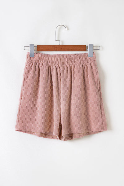 Women's Stylish Blossom Checkered Long Sleeve Top and Shorts Set - Comfortable Spring Outfit for Effortless Chic