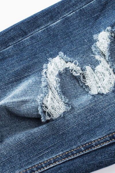 Retro Rolled Hem Single-Breasted Closure Straight Loose Casual Jeans