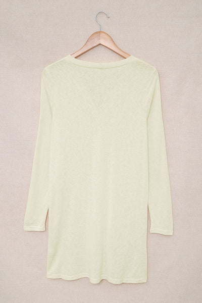 Stylish Beige Open-Front Cardigan for Women  Lightweight Layering Piece with Buttons for Effortless Chic Looks