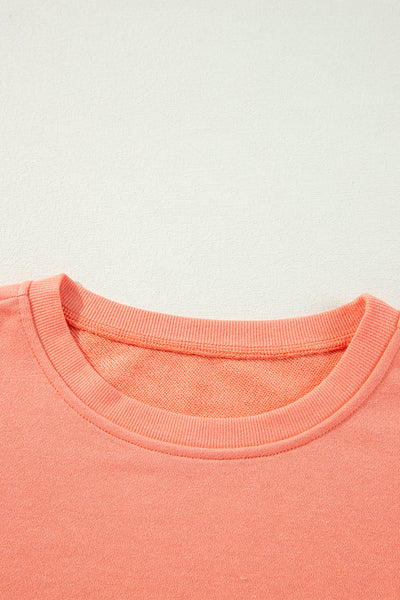 Colorful Women's Loose Fit Crew Neck Sweatshirt with Rainbow Striped Sleeves and Flamingo Design - Casual Style